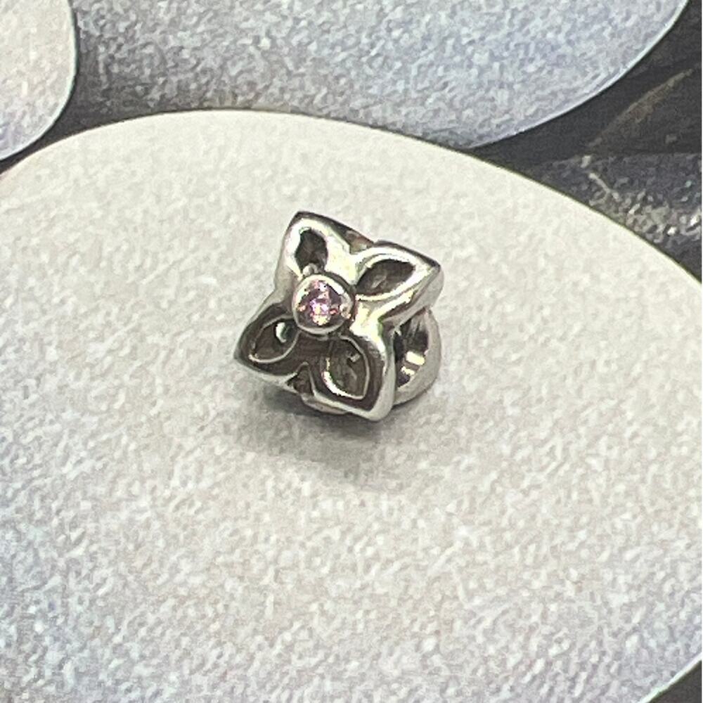 Pandora Pink Cz Sweet Pea Openwork Flower Charm